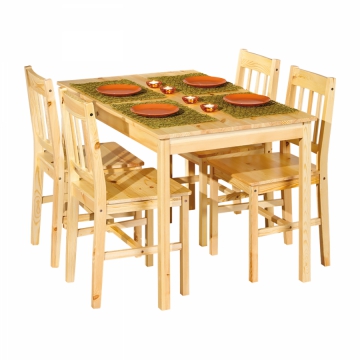 Jídelní set stůl 118x75 masiv borovice + 4 židle CAROLINO