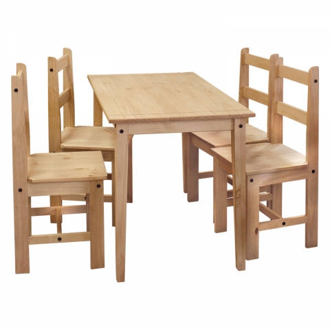 Jídelní set pro 4 osoby masiv borovice stůl 108x65 + 4 židle CORONA 2 vosk