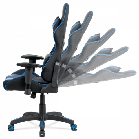 Herní židle křeslo, modro černá, houpací, KA-F03 BLUE
