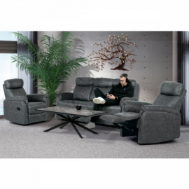 Relaxační sedačka 3+1+1 šedá dekor broušená kůže, funkce Relax I/II s aretací ASD-311 GREY3 