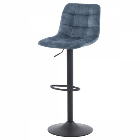 Židle barová, modrá sametová látka, černá podnož AUB-711 BLUE4 