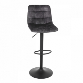 Židle barová, šedá sametová látka, černá podnož AUB-711 GREY4