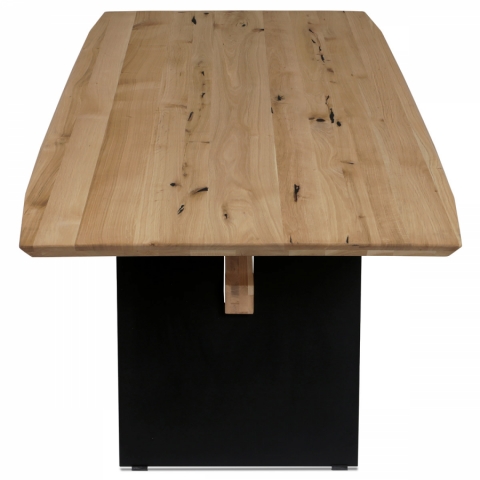Jídelní stůl až pro 8 osob 200x100 masiv dub zkosená hrana kovová noha černý lak DS-M200 DUB 