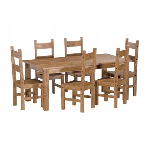 Jídelní set stůl 178x92 + 6 židle EL DORADO dub antik 