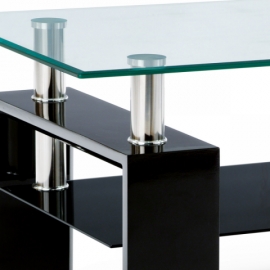 Konferenční stolek 110x60x45 cm, černý lesk / čiré sklo 8 mm AF-1024 BK