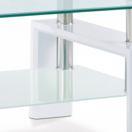 Konferenční stolek 110x60x45 cm, bílý lesk / čiré sklo 8 mm AF-1024 WT
