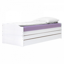 Rozkládací pohovka, postel s masivu borovice bílá, FENIX 