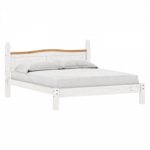 Rustikální postel z masivu 140x200 bílá, Corona vosk 163624B