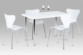 Jídelní židle, bílý plast s imitací dřeva / chrom AURORA WT