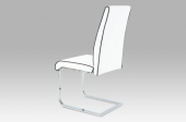 Jídelní židle koženka bílá s černou paspulí / chrom B989 WT1