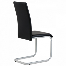 Jídelní židle, potah černá ekokůže, kovová podnož, šedý matný lak DCL-102 BK