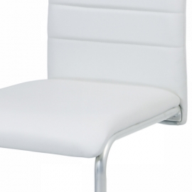 Jídelní židle, koženka bílá / šedý lak DCL-102 WT