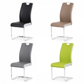 Jídelní židle chrom / koženka černá s bílými boky DCL-406 BK