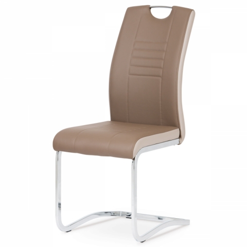 Jídelní židle světle hnědá s cappuccino boky, chrom, DCL-406 COF