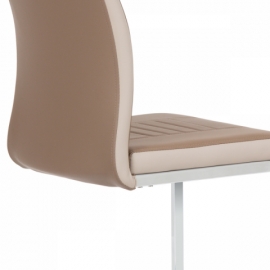 Jídelní židle chrom / koženka coffee + cappucino boky DCL-406 COF