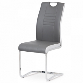 Jídelní židle šedá s bílými boky, chrom, DCL-406 GREY