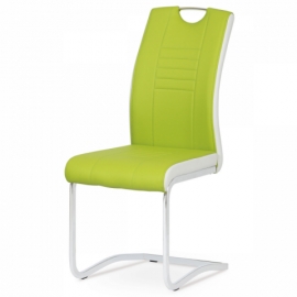 Jídelní židle limetková s bílými boky, chrom, DCL-406 LIM