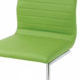 Jídelní židle chrom / koženka zelená HC-038-1 GRN