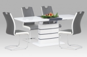 Jídelní stůl 140+40x80 cm, vysoký lesk bílá + šedá HT-410 WT