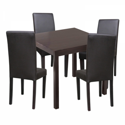 Jídelní set pro 4 osoby židle 4 + stůl 1 masiv hnědý židle 4421 