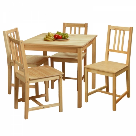 Jídelní set pro 4 osoby stůl 75x75 + židle masiv borovice 4+1 4427