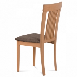 Jídelní židle, masiv buk, barva buk, látkový hnědý potah BC-3940 BUK3