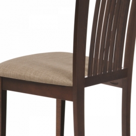 Jídelní židle, masiv buk, barva ořech, látkový béžový potah BC-3940 WAL