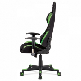 Kancelářská židle, houpací mech., černá + zelená látka, plastový kříž KA-F02 GRN