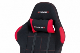 Kancelářská židle, houpací mech., černá + červená látka, plastový kříž KA-F02 RED