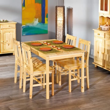 <![CDATA[Jídelní set stůl 118x75 masiv borovice + 4 židle CAROLINO Idea]]>