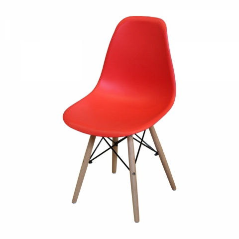 Jídelní designová plastová židle červená nohy masiv Uno