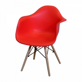 Jídelní designová s područkami plastová židle červená, Duo