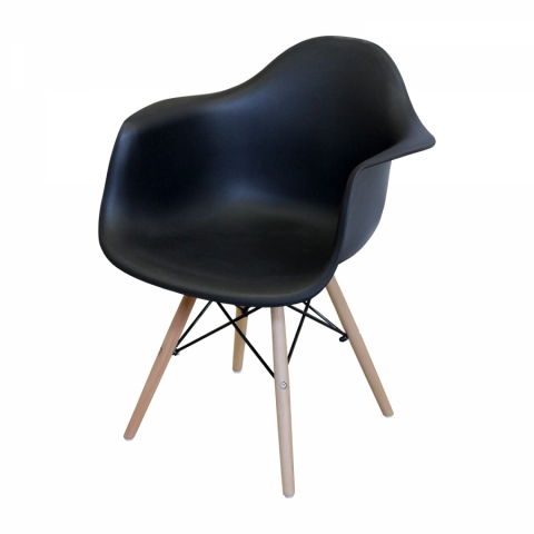 Jídelní designová židle s područkami plastová černá Duo