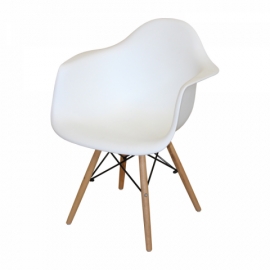 Jídelní židle s područkami designová plastová bílá, DUO 