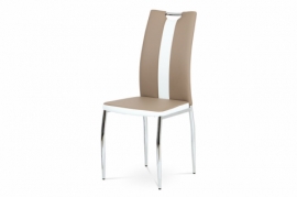 Jídelní židle cappuccino bílá koženka, chrom, AC-2202 CAP