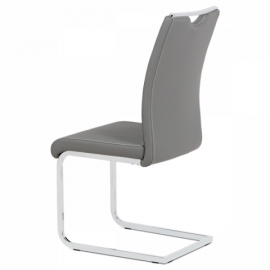 Jídelní židle šedá koženka, chrom, DCL-411 GREY