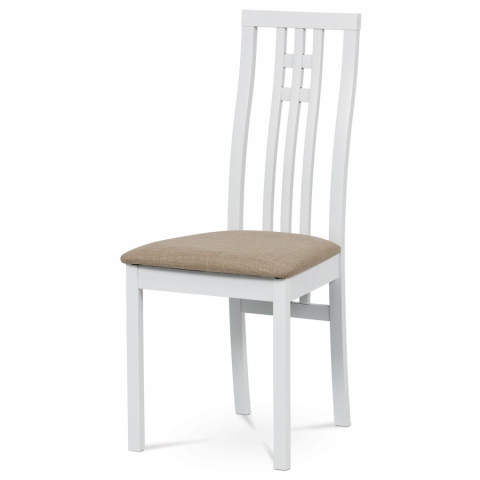 Jídelní židle masiv buk bílá, potah béžový, BC-2482 WT