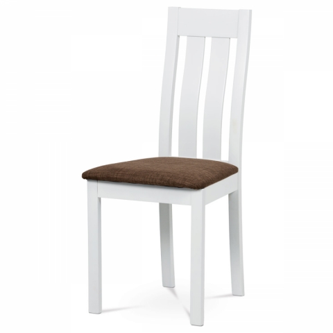Jídelní židle masiv buk bílá, potah hnědý, BC-2602 WT