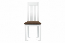 Jídelní židle masiv buk, barva bílá, potah hnědý BC-2602 WT