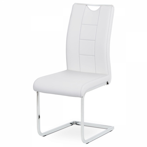 Jídelní židle bílá koženka, chrom, DCL-411 WT