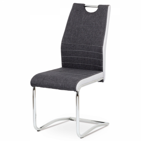 Jídelní židle šedá látka bílá koženka, chrom, DCL-444 GREY2