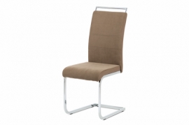 Jídelní židle lanýžová látka hnědá koženka, chrom, DCL-966 LAN2