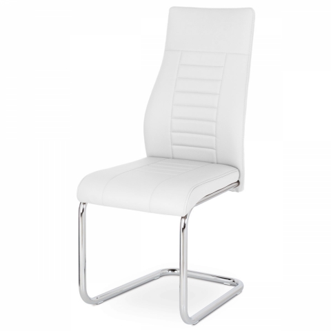 Jídelní židle bílá koženka, chrom, HC-955 WT