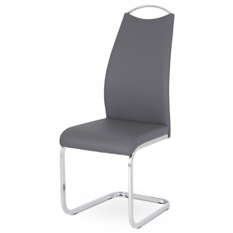 Jídelní židle šedá koženka, chrom, HC-981 GREY