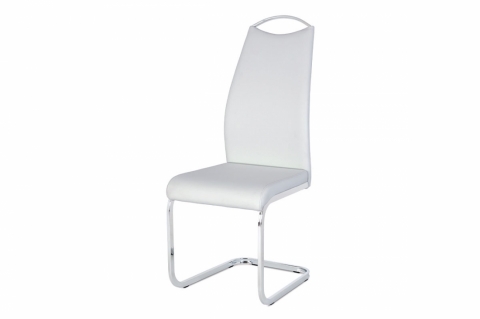 Jídelní židle bílá koženka, chrom, HC-981 WT