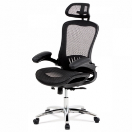 Kancelářská židle černá, synchronní, MESH, kovový kříž KA-A185 BK