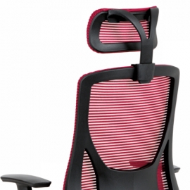 Kancelářská židle, synchronní mech., černá + červená MESH, plast. kříž KA-A186 RED