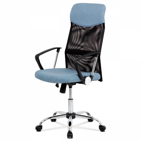 Kancelářská židle modro černá houpací, kovový kříž MESH KA-E301 BLUE