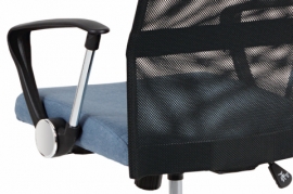 Kancelářská židle, houpací mech., modrá látka + černá MESH, kovový kříž KA-E301 BLUE