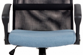 Kancelářská židle, houpací mech., modrá látka + černá MESH, kovový kříž KA-E301 BLUE